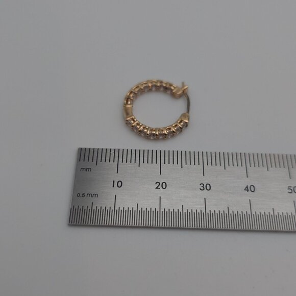 Rose Gold Over Sterling Silver Cubic Zirconia Hoop Earrings A419 - Picture 5 of 6